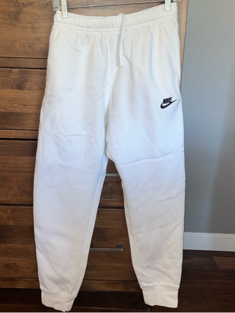 Nike White Jogger Sweatpants with Black Swoosh